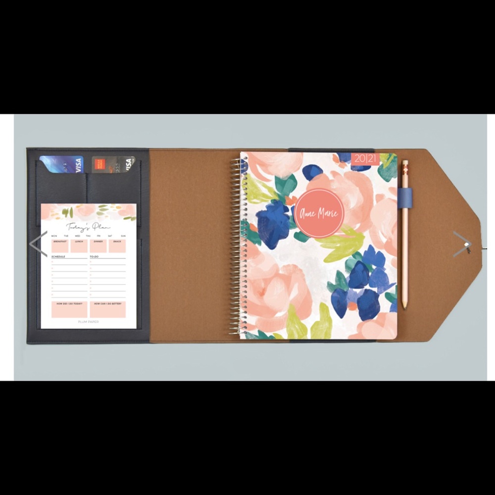 NWOT-Plum Paper Folio fits A5 and Erin Condren Life Planner -Navy Blue